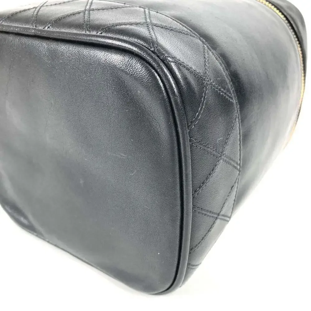 CHANEL Black Leather Logo Pouch